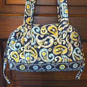 Stephanie‎ Dawn Quilted Blue Yellow Paisley Print Shoulder Bag 12"x7"